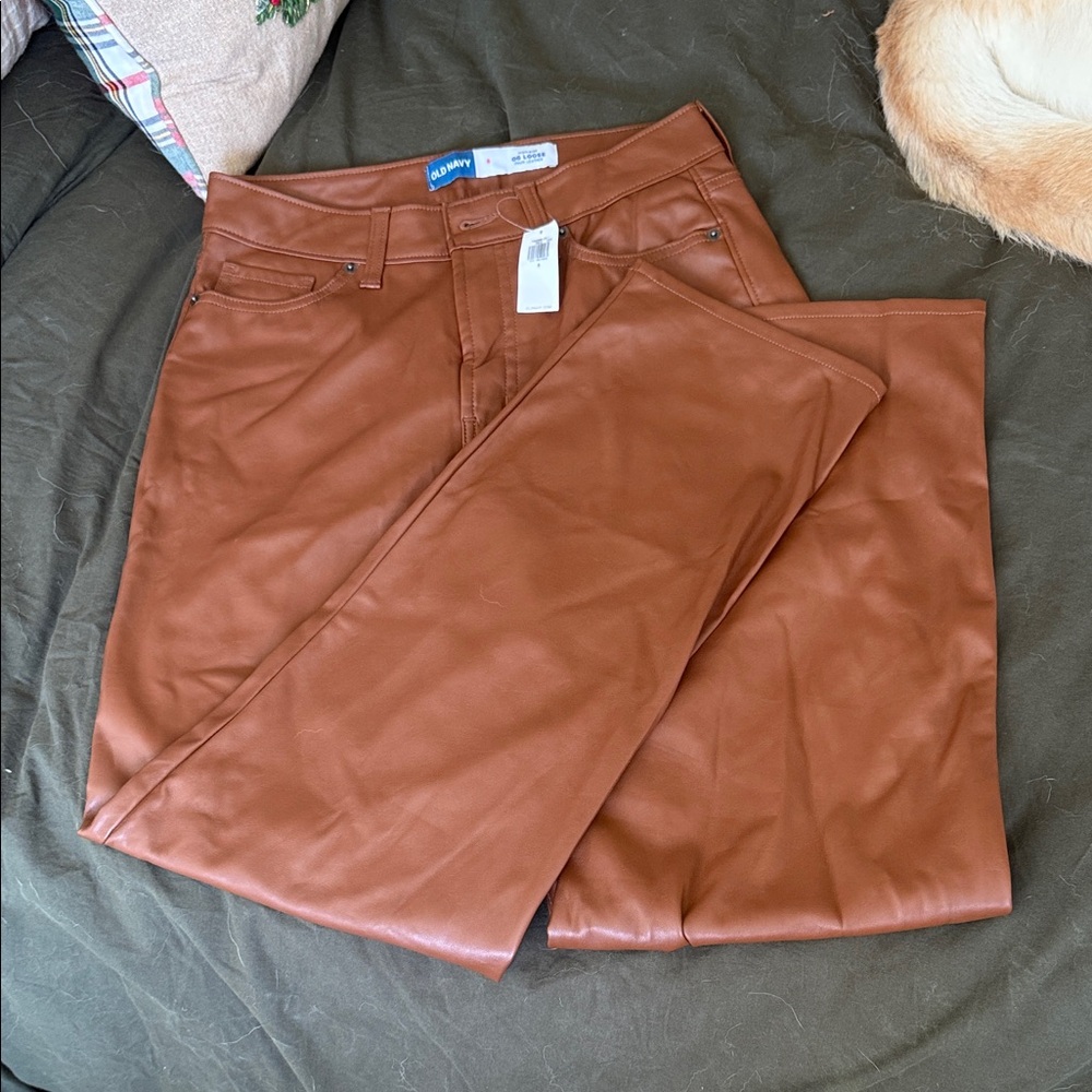 NWT Brown Faux Leather Pants